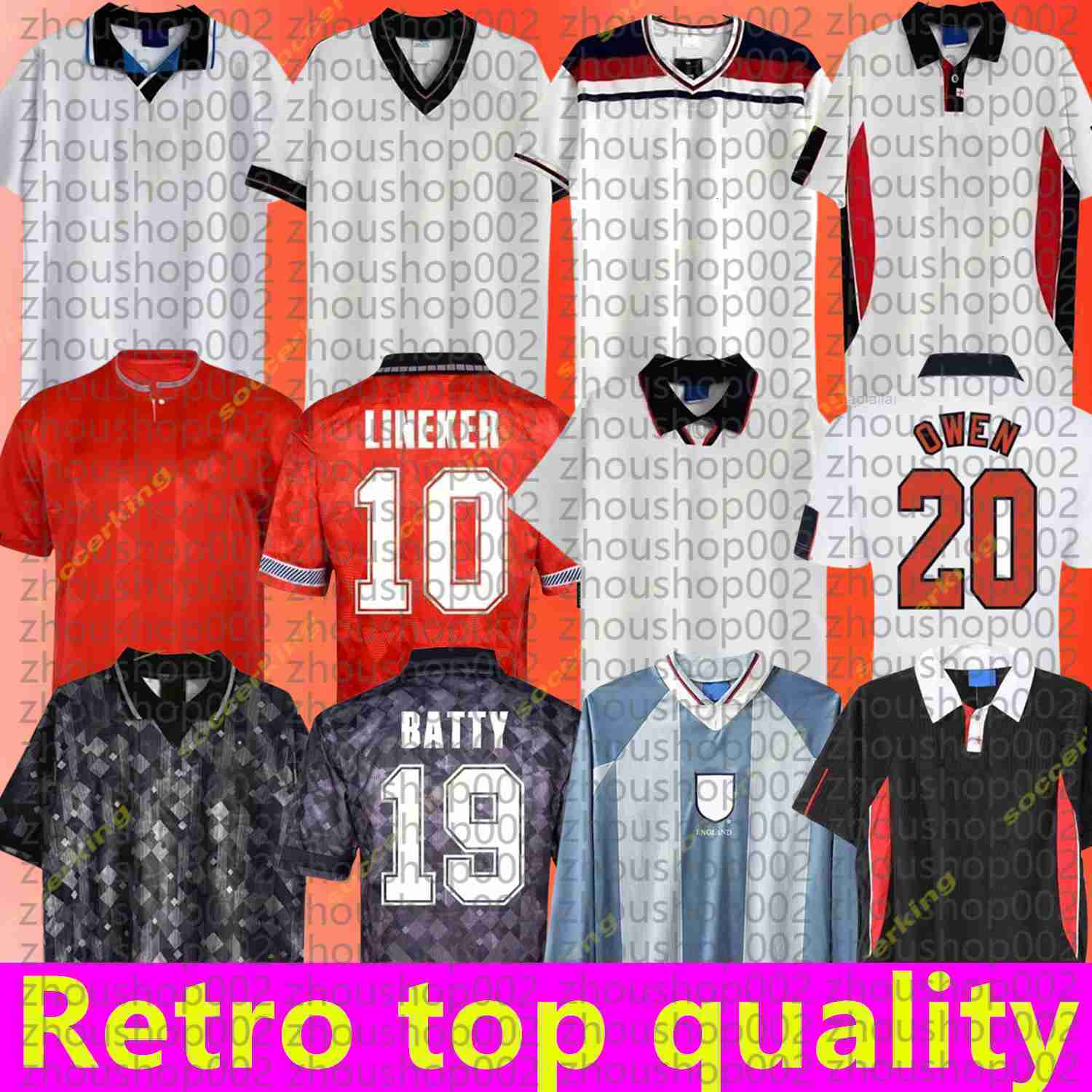 1982 1994 1996 1998 2002 2008 89 EnGlAND soccer jerseys Blackout kits GASCOIGNE OWEN GERRARD Retro football shirt BARNES 1990 1996 GK mash up FOWLER R