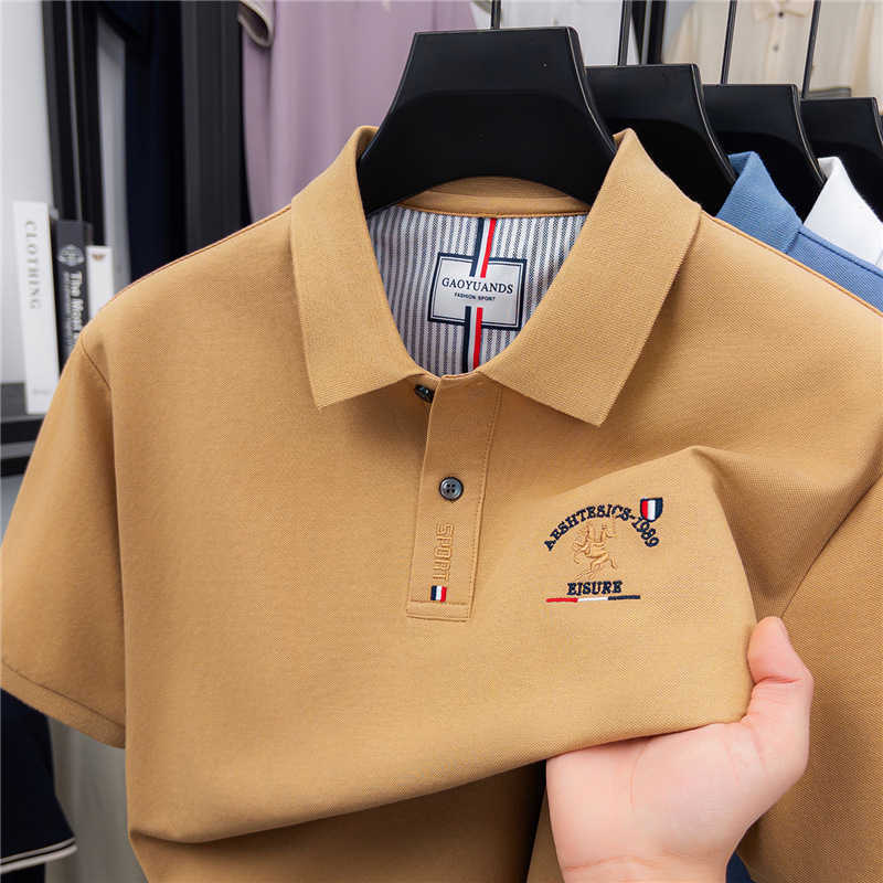 POLO shirt mens business casual short-sleeve t-shirt solid color embroidered tee half-sleeve top