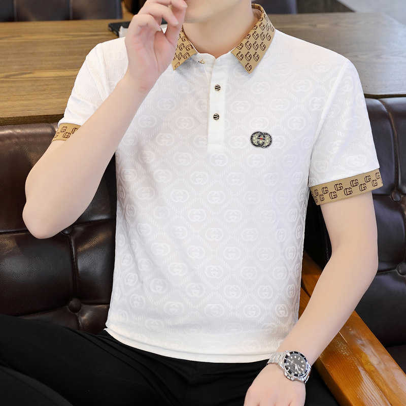 Summer Polo Shirt High-End Ice Silk Short T-Shirt Trendy Brand Thin Half Sleeve Tee Cool Youth Mens Top