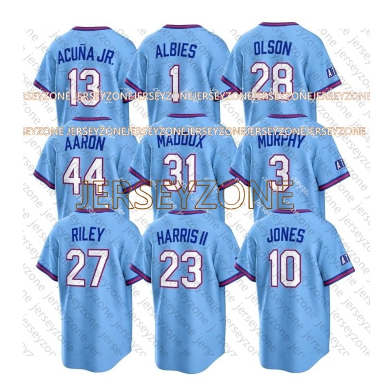 Braves City Connect Jersey Acuna Jr. Ozzie Albies Sale Olson Riley Murphy Maddux Jones Hank Aaron Yastrzemski Eli White Baldwin Harris II Sanders Cust