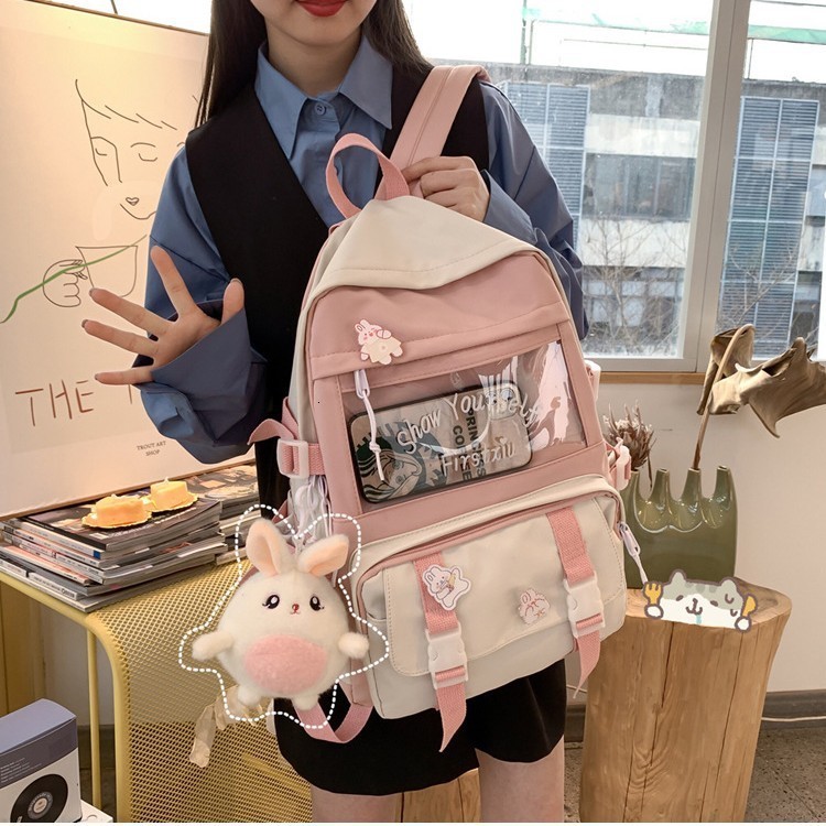 Korean-style college-style backpack with a balance of sweet and salty colors suitable for energetic girls for outings classes and commuting 230720