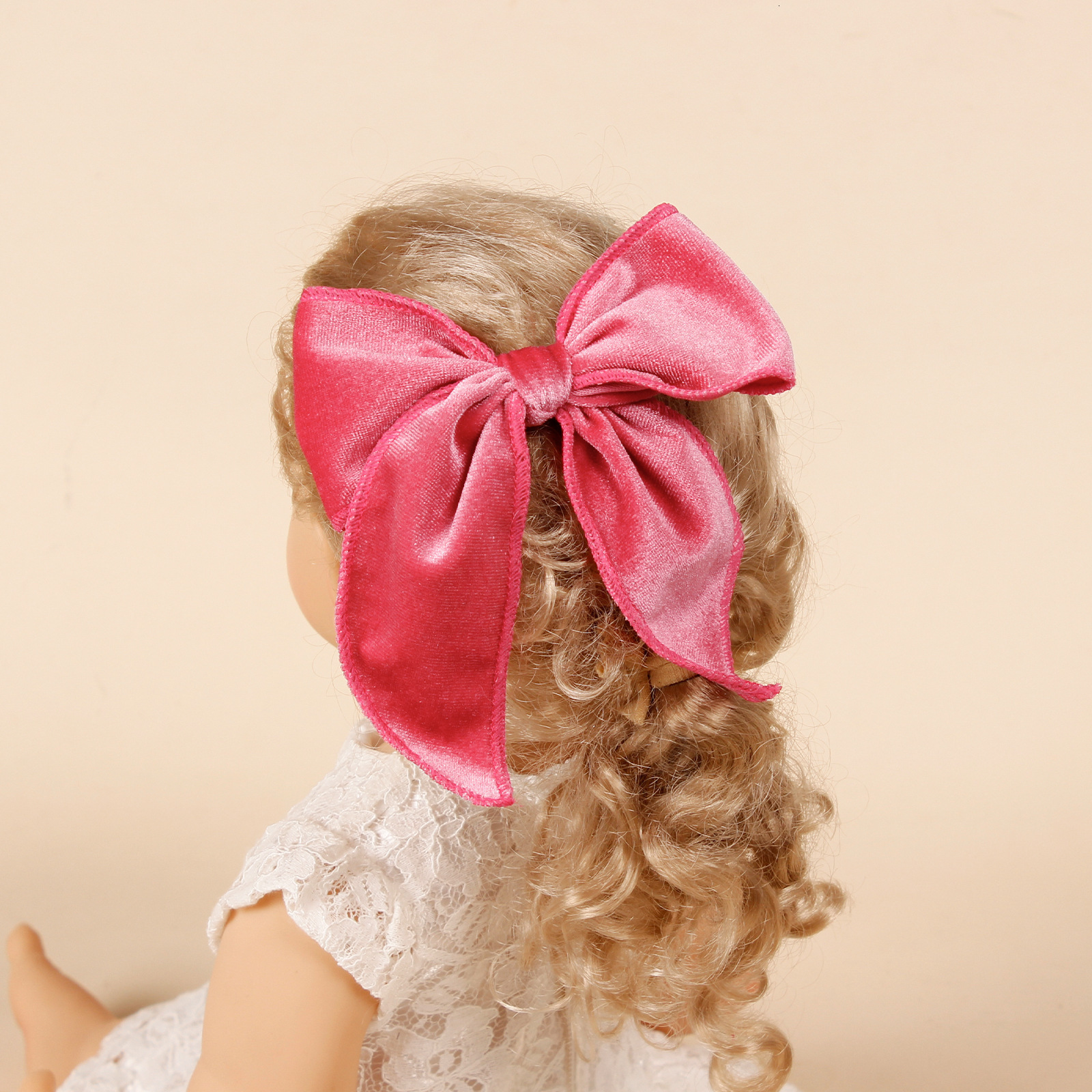 1Pcs Velvet Fable Bow Hair Clips Baby Girls Women Large Sailor Head Bows Accessories Hair Grips for Kids Christmas Hair Bow 251009