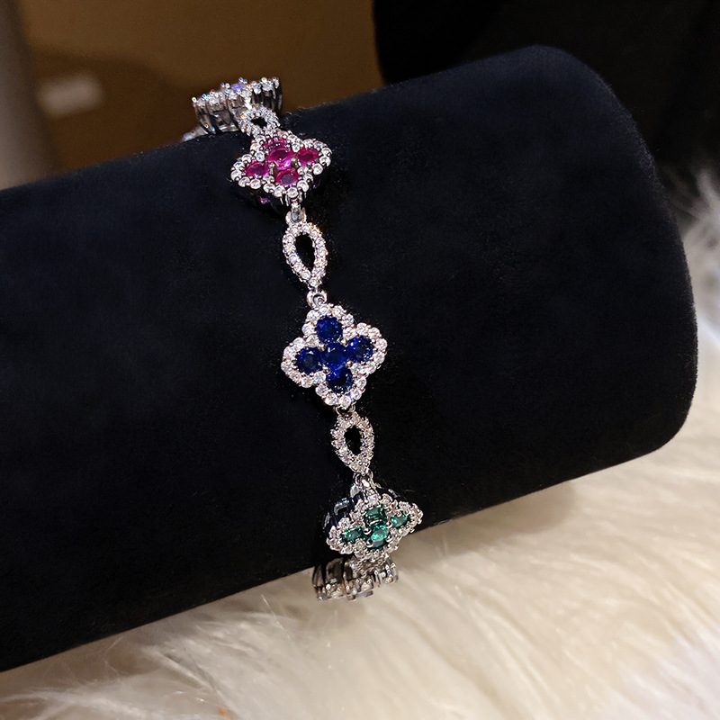 Designer 2026 French-style Pink Flower Buckle Cubic Zirconia Bracelet a luxurious and high - end hand bracelet with a sweet fashionable and uniquely d