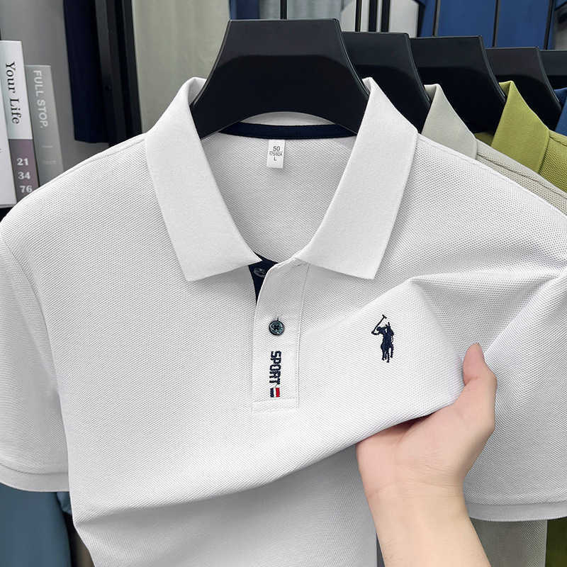 High-quality all-cotton POLO shirt short-sleeved summer new casual embroidered pullover short T-shirt for men