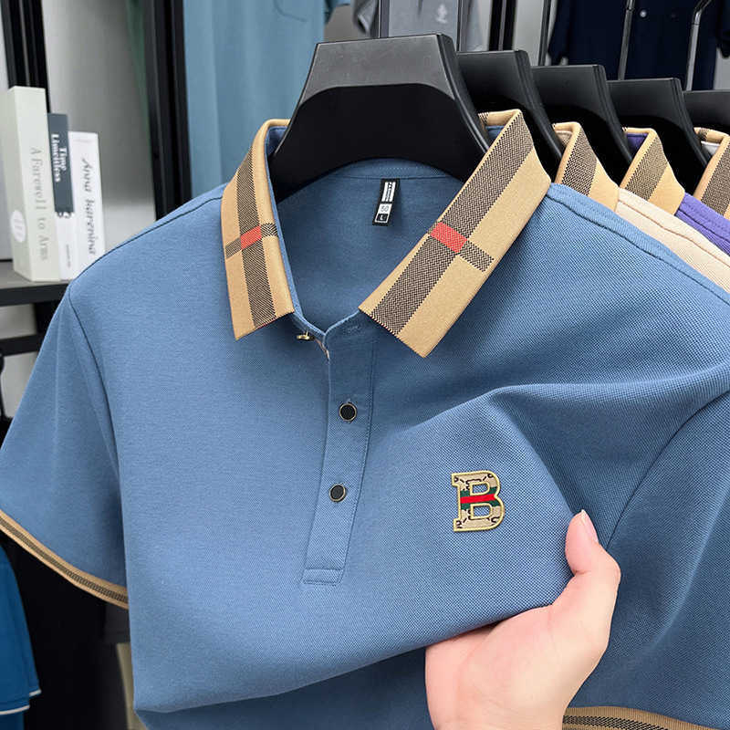 High-end light luxury POLO shirt with a turn-down collar short sleeves casual business embroidered T-shirt mens summer clothing for dads