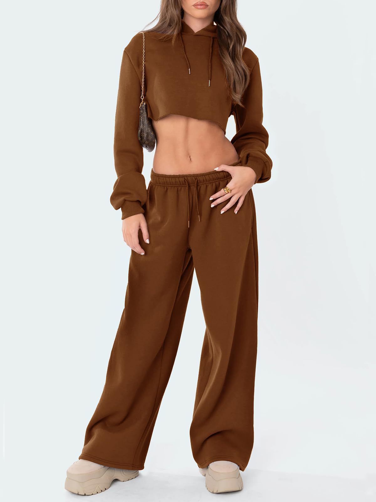 Women's Pants Womens Wide Leg Sweatpants Elastic High Waist Straight Legged Basic Baggy Comfy Jogger Sweat Orange Gray Bottom