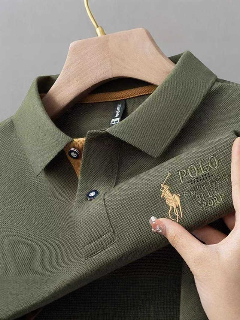 Summer new short-sleeve T-shirt high-end embroidered lapel polo business large size versatile half-sleeve mens shirt