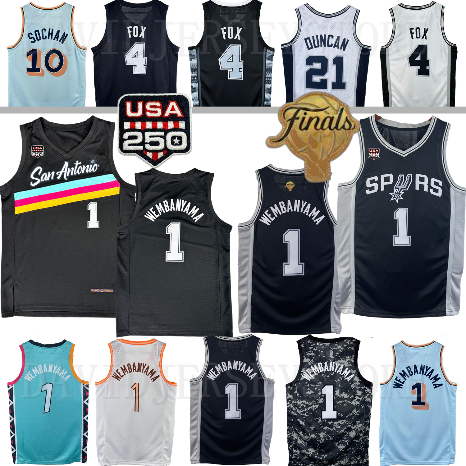 Spur Maglia Victor Wembanyama Finali Basket Fox Jeremy Sochan Duncan 2025 City …