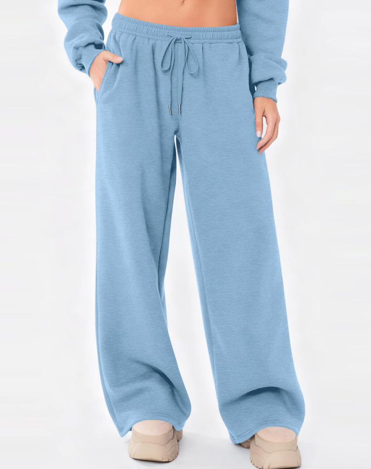 Women's Pants Womens Wide Leg Sweatpants Elastic High Waist Straight Legged Basic Baggy Comfy Jogger Sweat Orange Gray Bottom