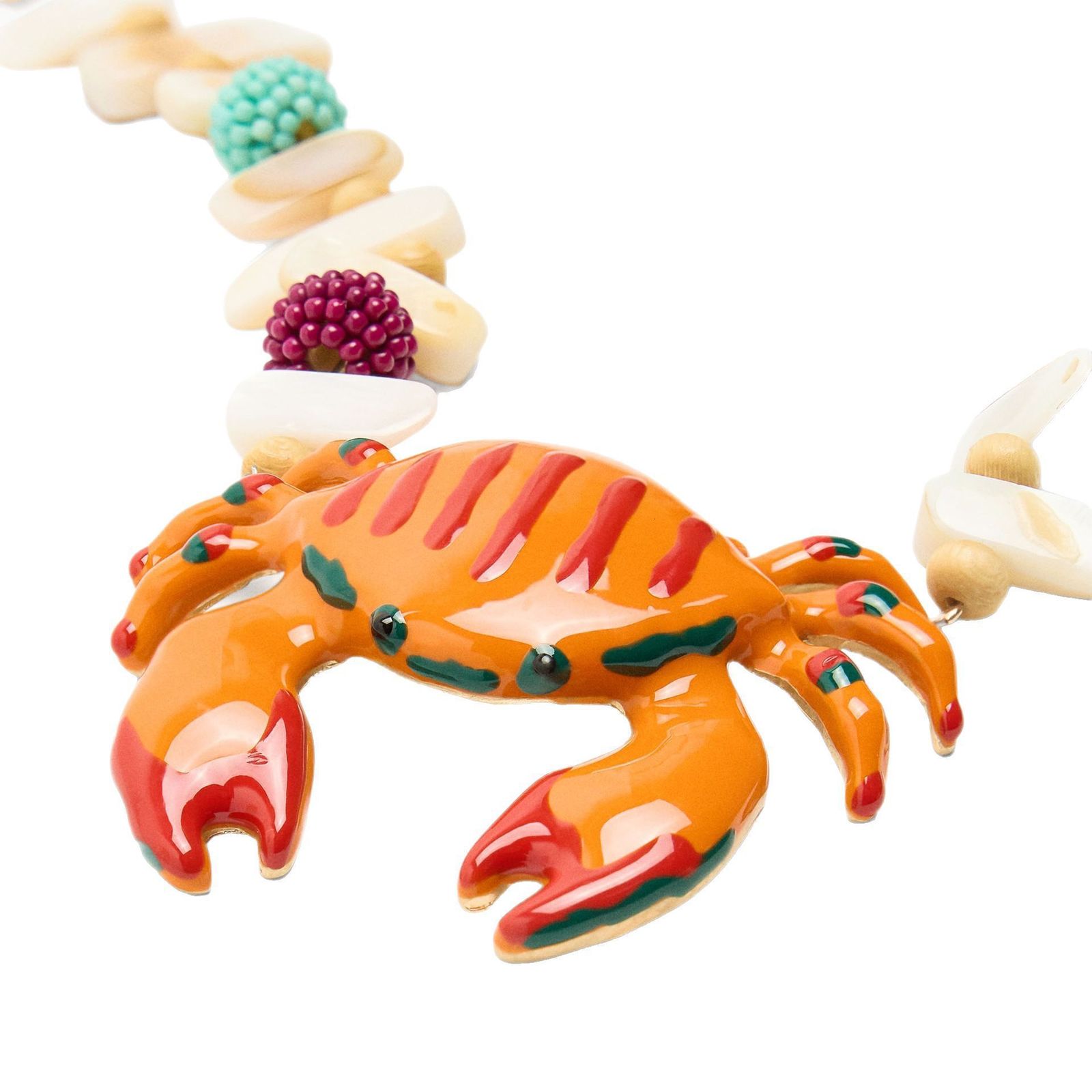 Summer ocean style shell beach crab necklace fresh small fish starfish stone pendant colorful bead string for women250807