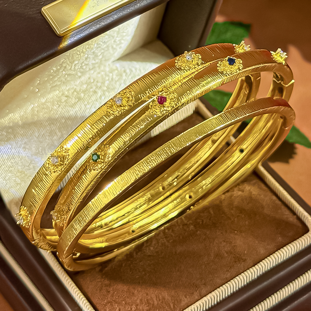 Vintage Turquoise Bangle Bracelet Gold Bead Detail Gold Tone Woven Relief Pattern Statement Jewelry Gift For Women Wedding Anniversary Designer Inspir