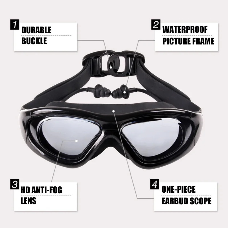 Myopia Swimming Goggles Earplug 20 to 90 Prescription Swim Pool Glasses Anti Fog Men Women Optical Waterproof Eyewear 260622 - view 5