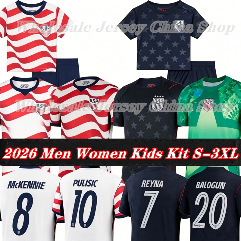 PULISIC MCKENNIE United States Usa Soccer jersey World Cup REYNA WEAH BALOGUN AARONSON ARFSTEN Pepi Tillman Tessmann Agyemang 2026 Men kids Kits Football Shirt