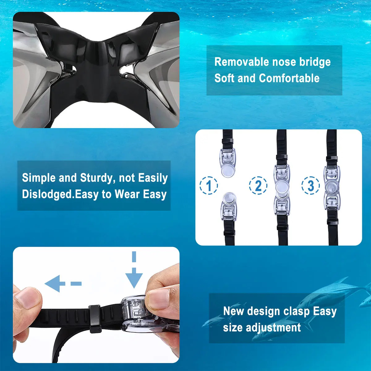 JSJM Professional Adult Antifog UV Protection Lens Men Women Swimming Goggles Waterproof Adjustable Silicone Swim Glasses 260622 - view 6