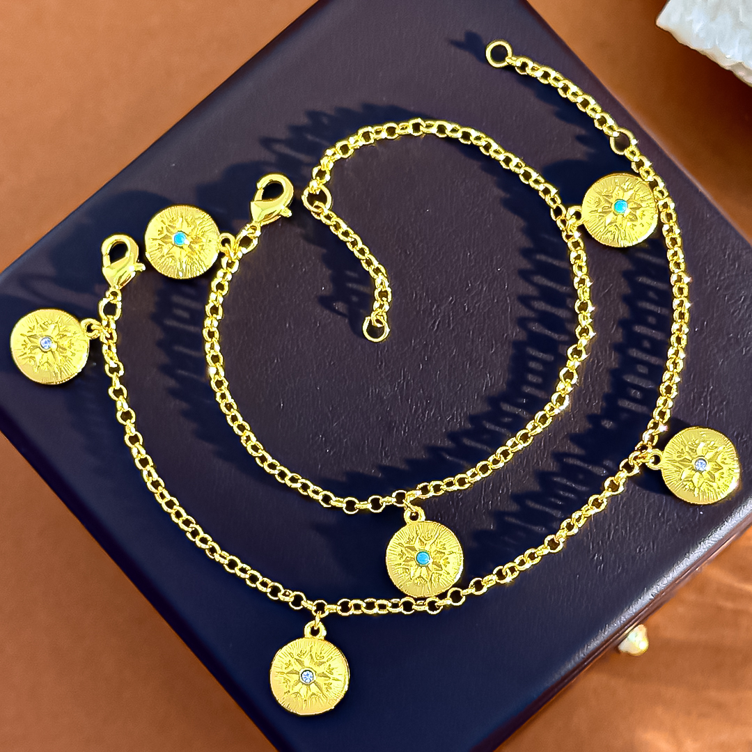 Elegant Blue Turquoise Bracelet Gold Tone Crystal Accent Woven Texture Engraved Finish Luxury Jewelry Gift For Women Party Anniversary For Special Occ