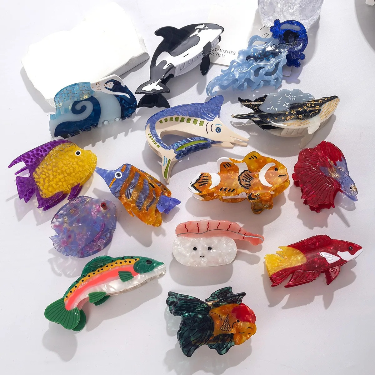 2025 Fish Big Collection Hair Claw Beach Party Goldfish Trout Dolphin Acetate Hair Claw Clips Hair Accessories for Women Girls260528BJ - view 3