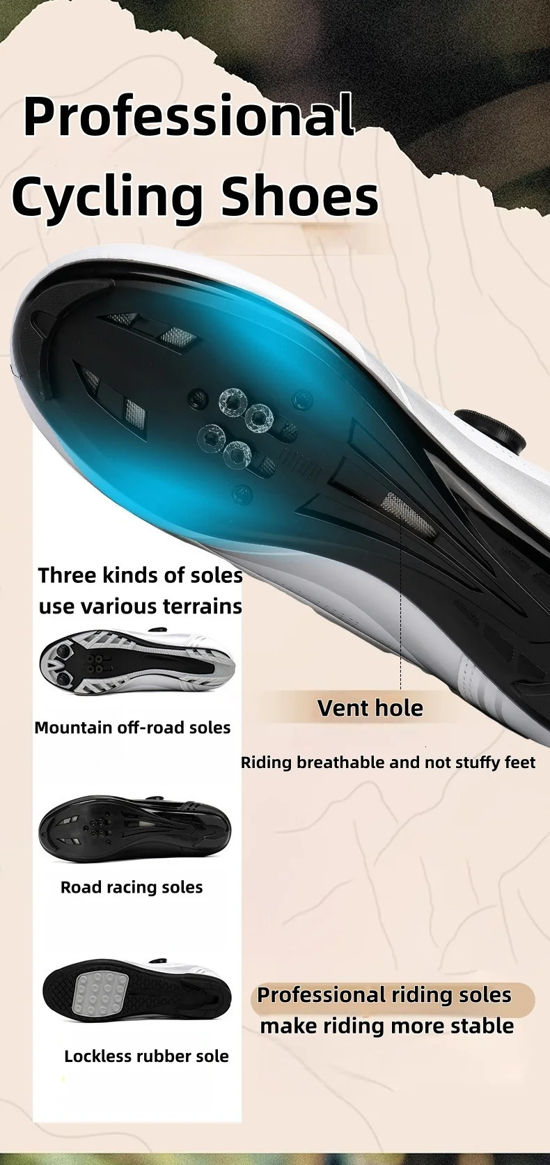 Mens Mountain Bike Shoes MTBBreathableNon-SlipHigh HardnessSuitable For Outdoor Road RacingMountain Off-Road Riding 37-46 260602