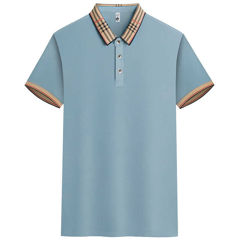 Summer Mens Short Sleeve Business Light Luxury Turn-Down Collar T-Shirt Breathable Casual Versatile Top Polo Shirt