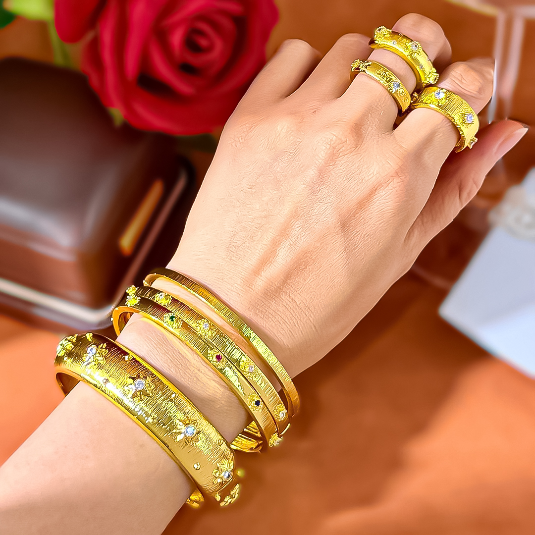 Elegant Blue Turquoise Bracelet Gold Tone Crystal Accent Woven Texture Engraved Finish Luxury Jewelry Gift For Women Party Anniversary For Special Occ