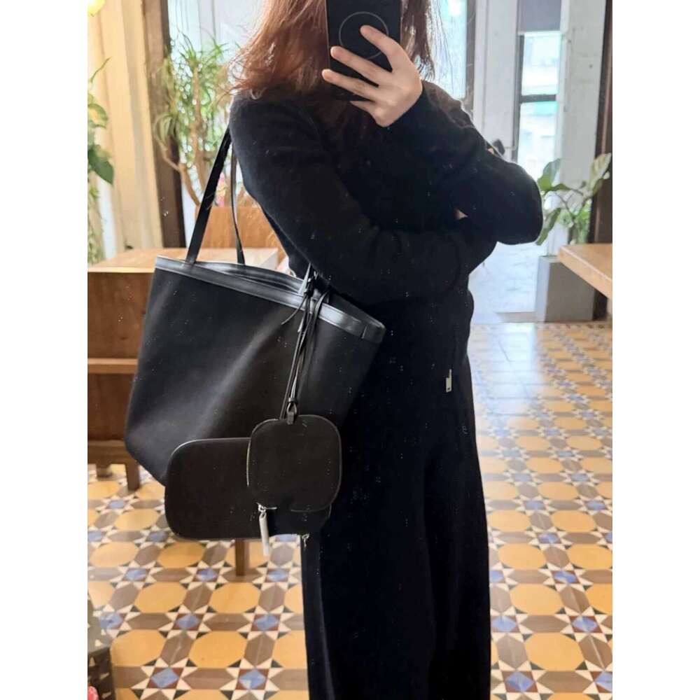 Women Canvas Tote Handbag Large Capacity Top Layer Cowhide Double Sided Commuter Shoulder Crossbody Bag SENYY