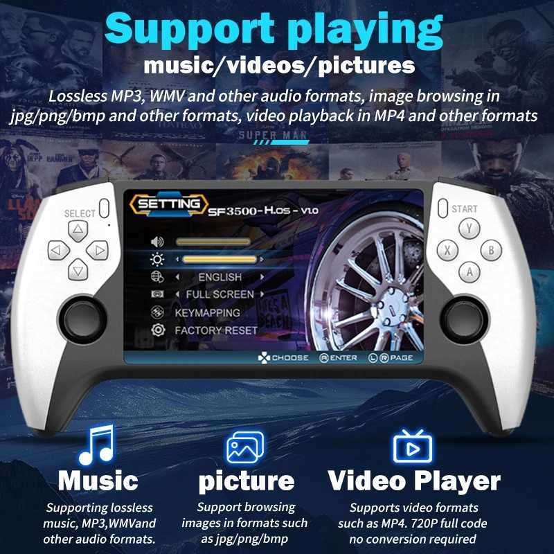 Console SF3500 Retro Handheld Video Game Linux System 50 Inch 854480 IPS Sn 3000mAh Portable Pocket Video Player GamesJ260603