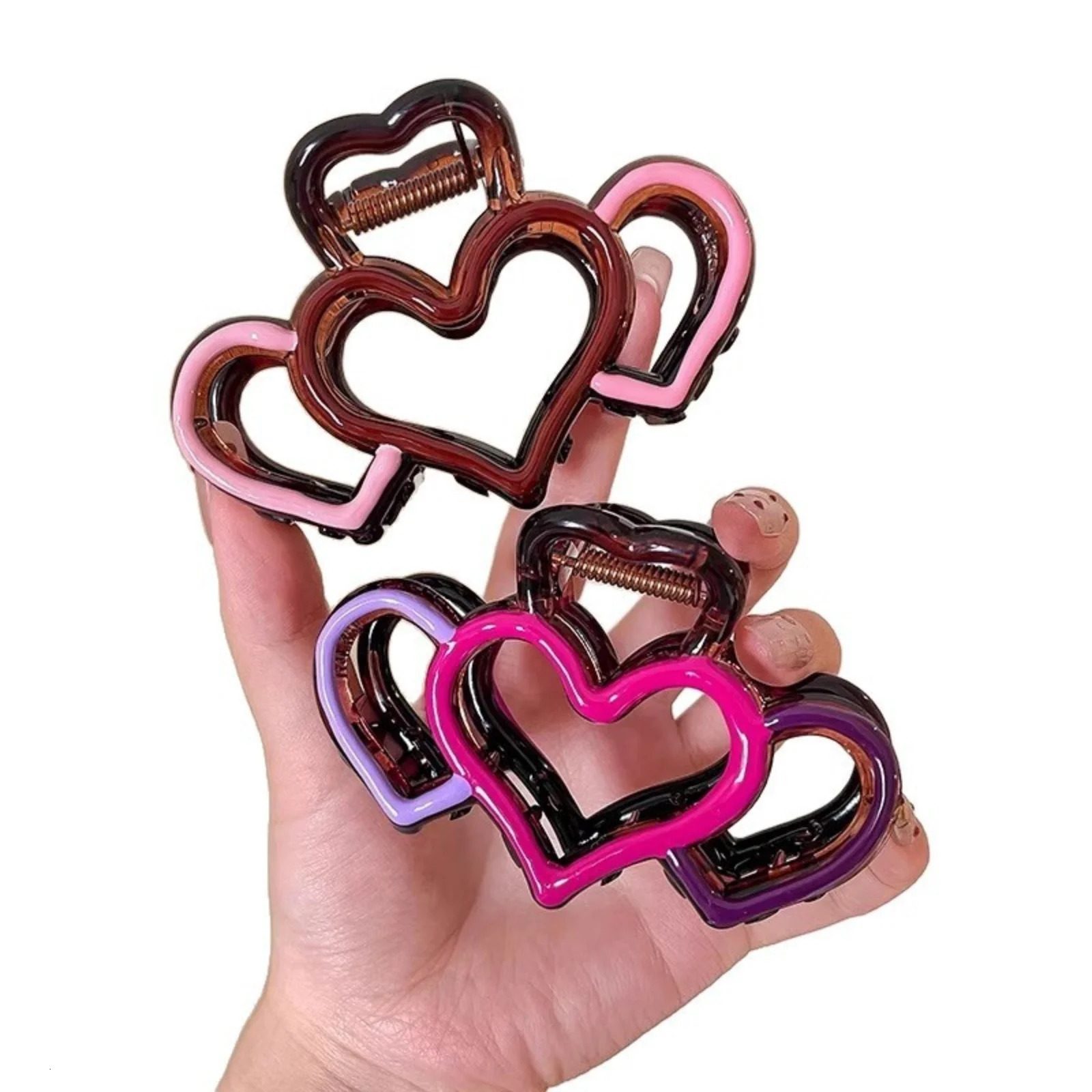 1PC Chic Heart - Shaped Hair Claws Elevate Your Hairstyle These trendy hair claws feature a charming heart n260528BJ - view 7