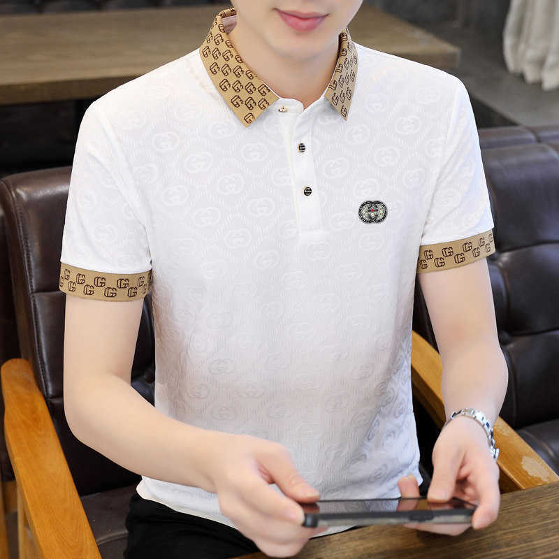 Summer Polo Shirt High-End Ice Silk Short T-Shirt Trendy Brand Thin Half Sleeve Tee Cool Youth Mens Top