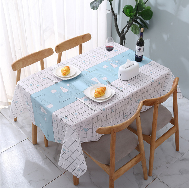 YL-38746 Custom Home Tablecloth, Simple Style, Dustproof, Waterproof, Oil-proof, Wash-free PVC Tablecloth with Checkered Pattern.