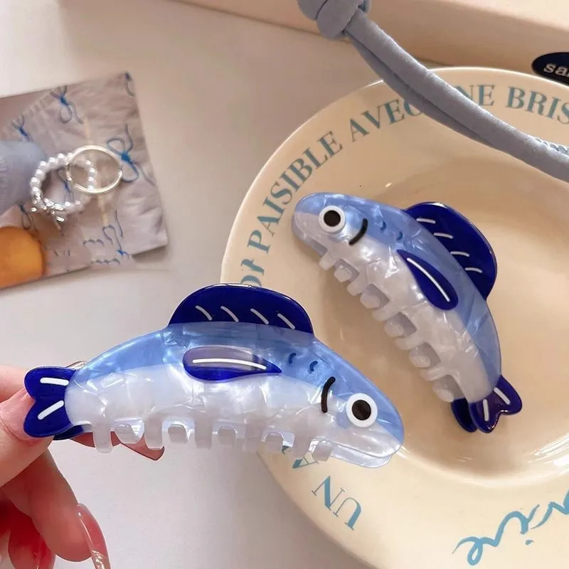 1Pcs Creative Ocean Sardine Hair Clip Cute Shark Texture Ponytail Holder Female Hair Ornament Clip260528BJ - view 7