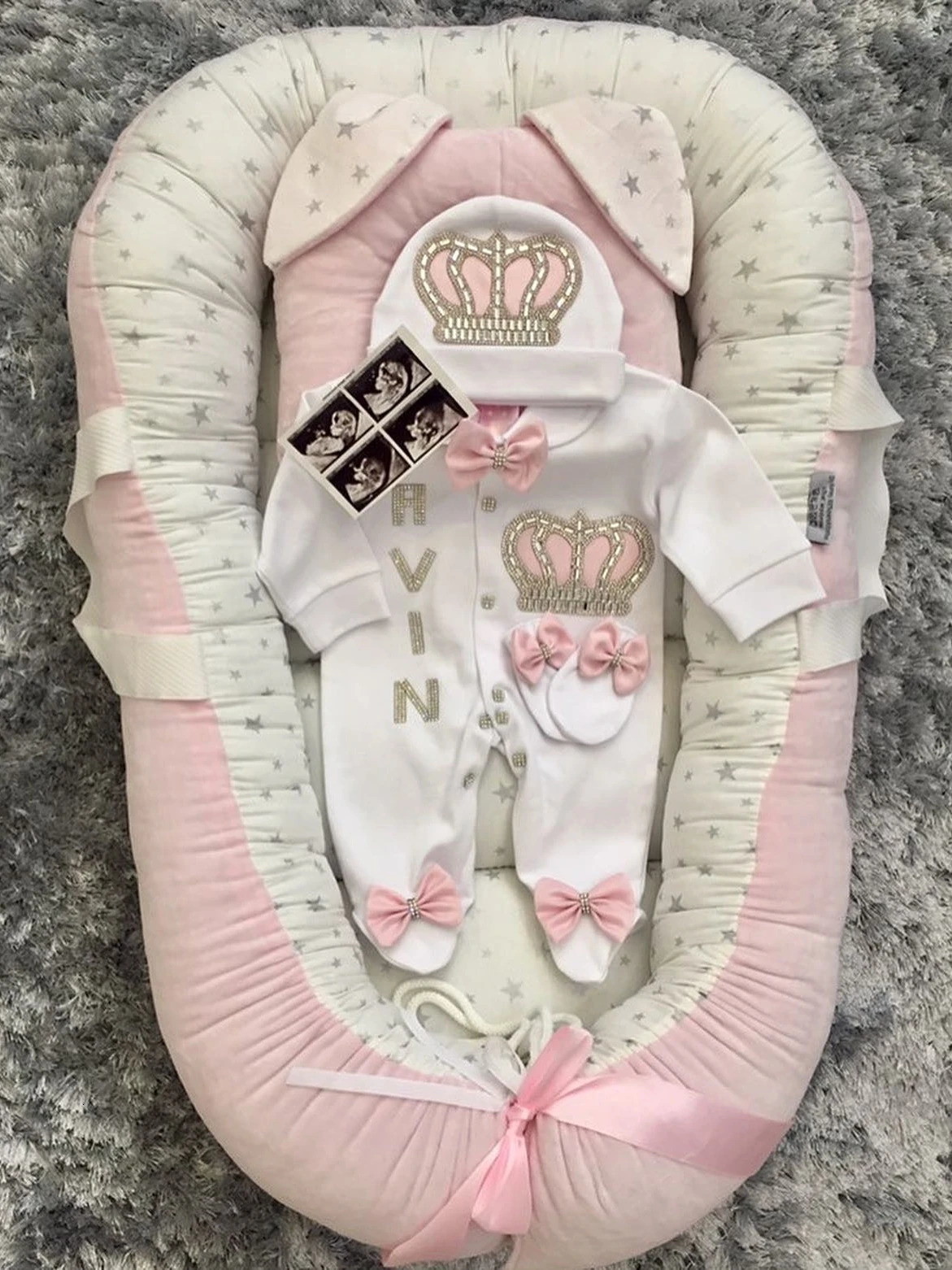 Baby Prince Welcome Home 3pcs Crown Layette Hospital Exit born Outfits Swaddle Set Hello World I'm Turkey Cotton Parajam 260602