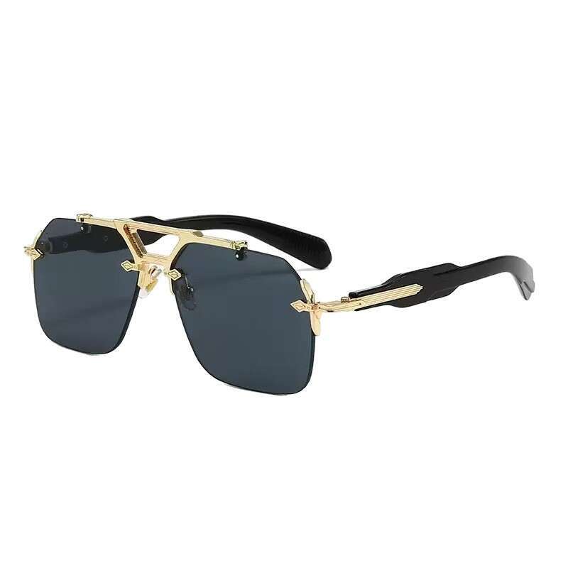 Fashion High Grade Designer New Metal Double Bridge Large Frame European And American Luxurious Feel Driving Sunglasses Street Style Trendy Men's - view 7