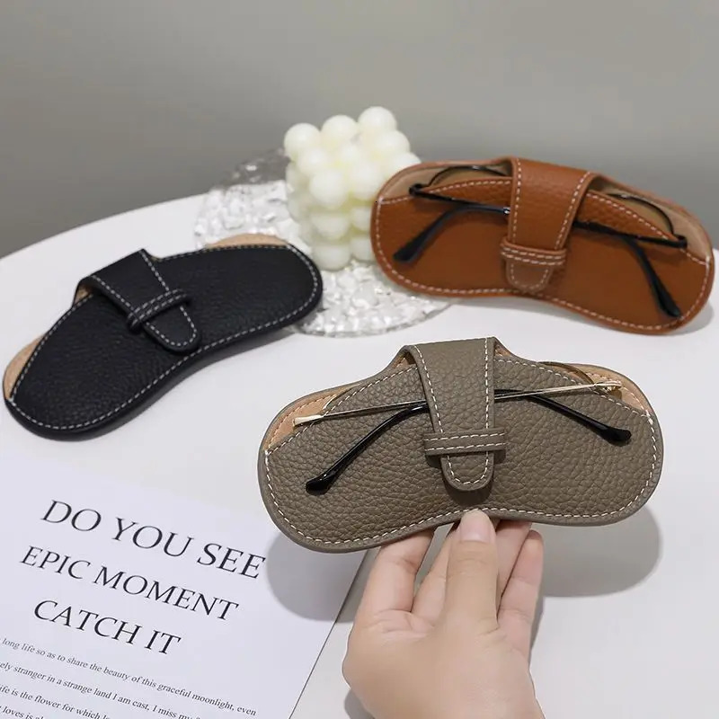 Soft leather glasses bag portable ins glasses case sunglasses mens and womens glasses storage bag protective cover260603
