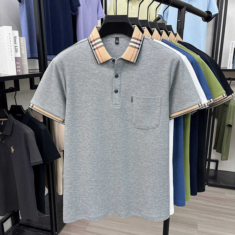 Casual comfortable trendy fashionable short-sleeved mens POLO shirt with a contrasting collar T-shirt for live streaming00