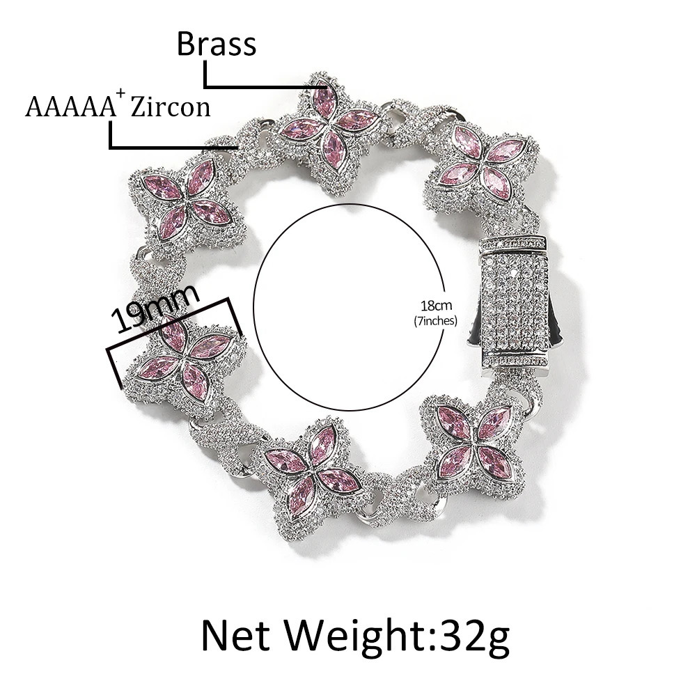 THE BLING KING Multi Color CZ Floral Inifinity Chain Bracelet Micro Paved Out 5A Cubic Zircon Clover Anklet Jewelry260603 - view 4