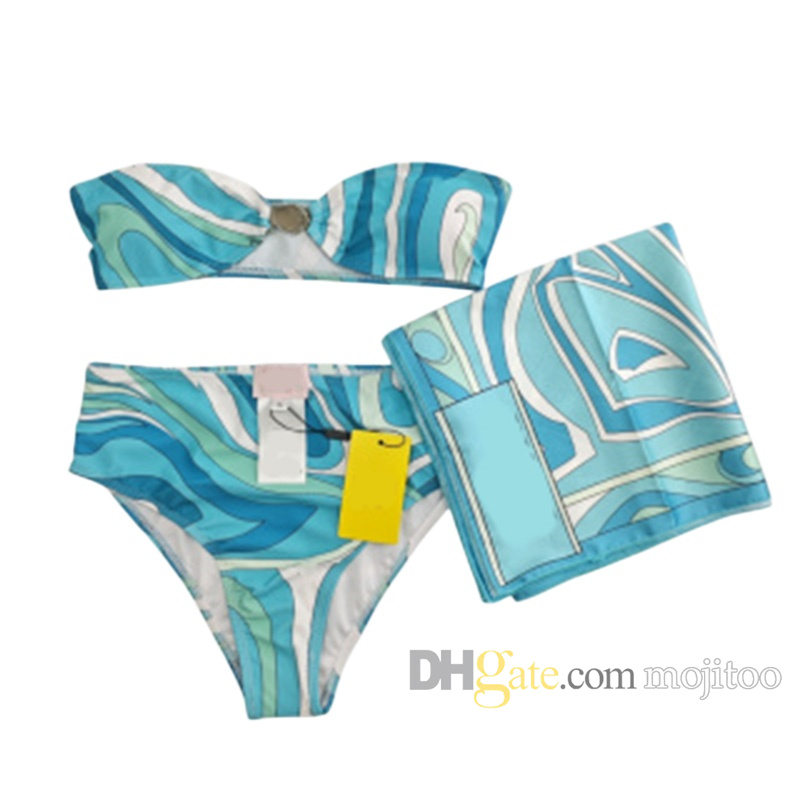 Brand Beach Swimsuit Bikini With Swimdress Trendy Sexy Vacation Swimwear Bodysuits Vintage Pattern Women Swim Suit