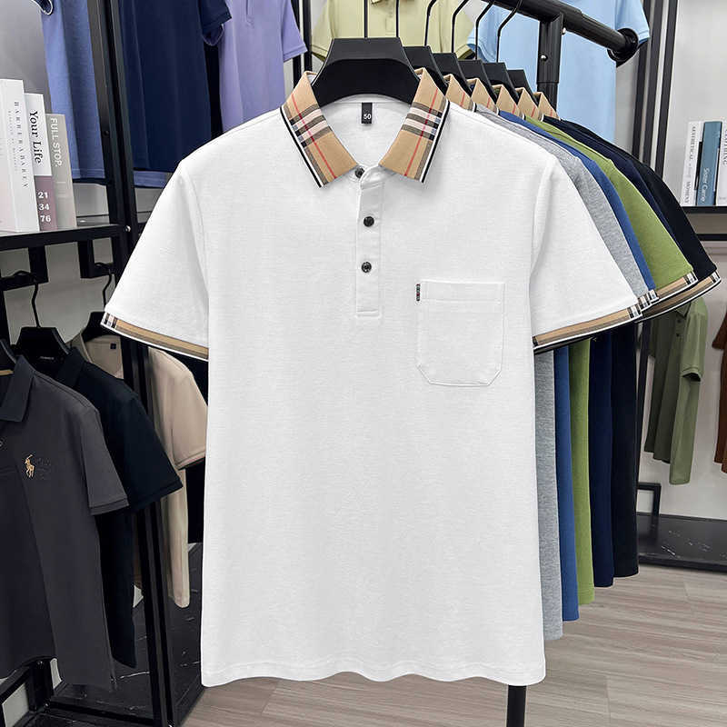 Casual comfortable trendy fashionable short-sleeved mens POLO shirt with a contrasting collar T-shirt for live streaming00