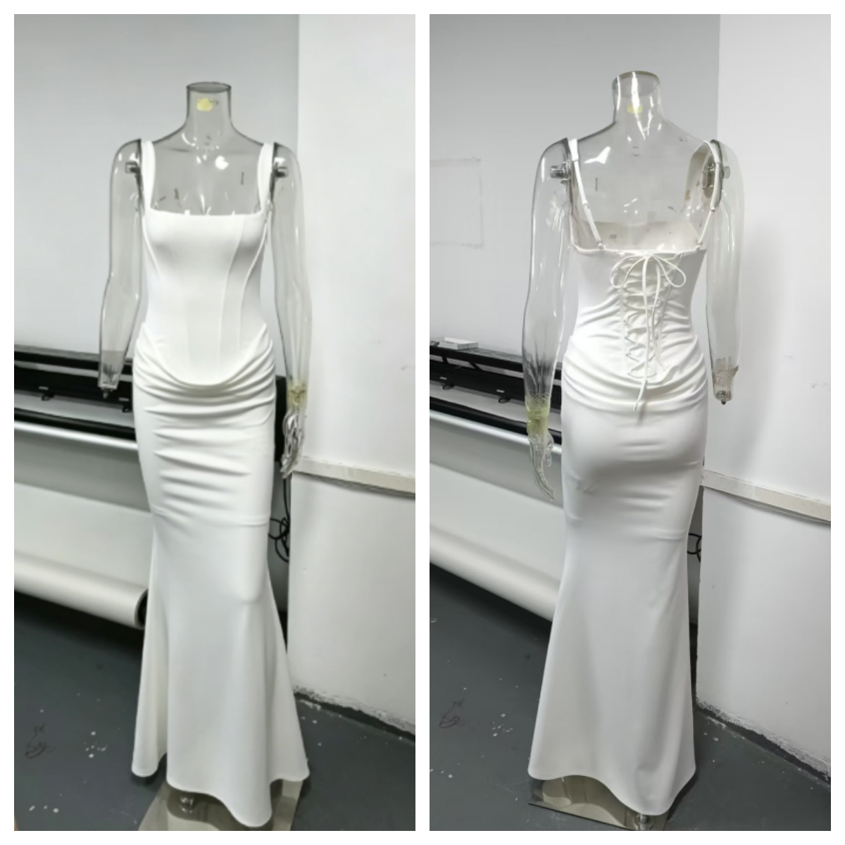 Casual Dresses Suninheart White Women's Maxi Dress Elegat Lace Up Slim Formal Wedding Guest Party