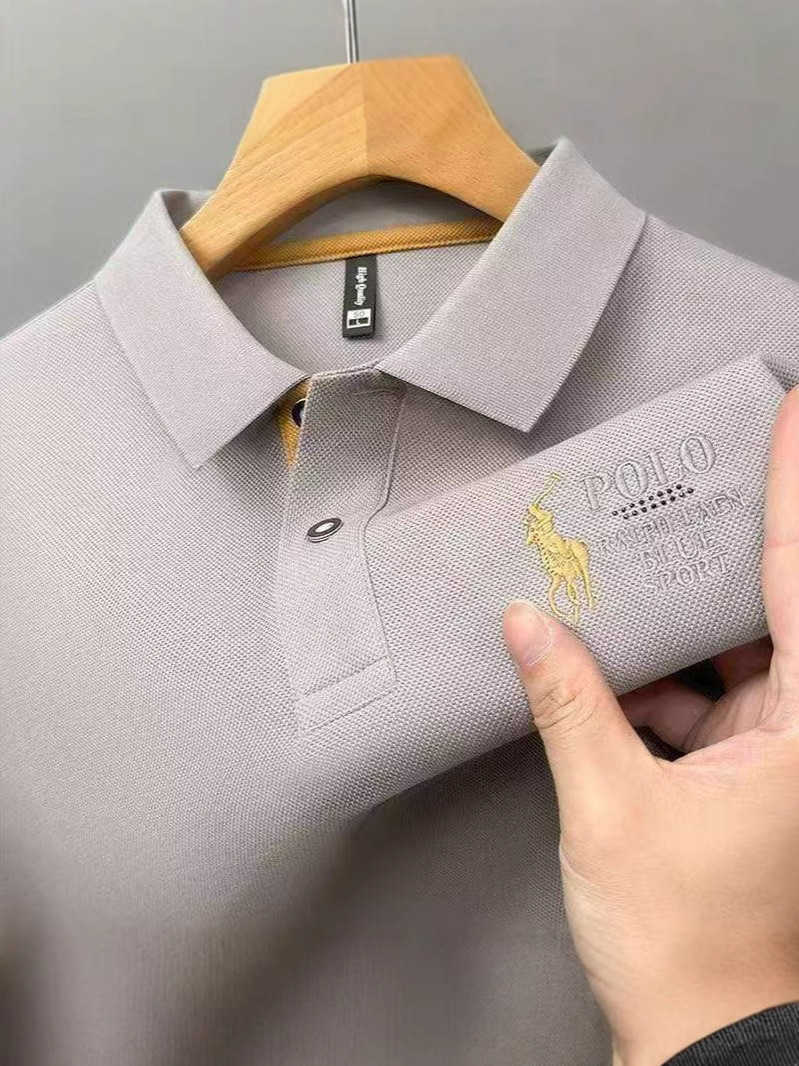 Summer new short-sleeve T-shirt high-end embroidered lapel polo business large size versatile half-sleeve mens shirt
