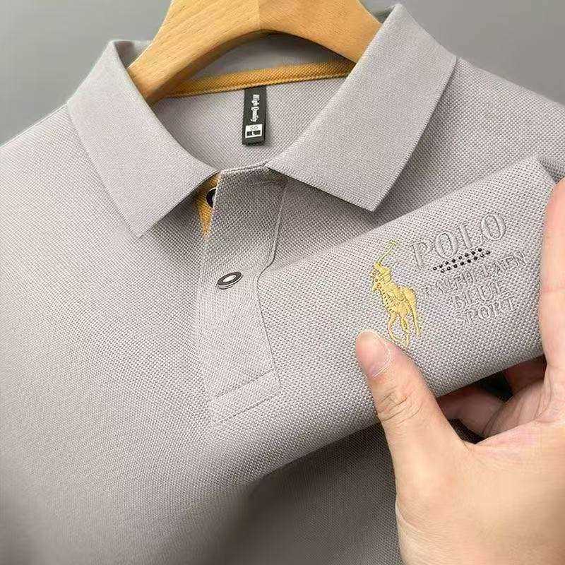 Summer new short-sleeve T-shirt high-end embroidered lapel polo business large size versatile half-sleeve mens shirt