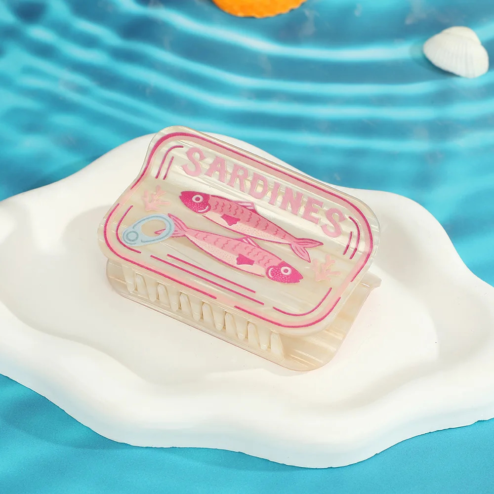 NC Creative Sardine Canned Hair Claw Acrylic Square Small Fish Claw Clips INS Trendy Hair Accessories for Women Girls260528BJ - view 5
