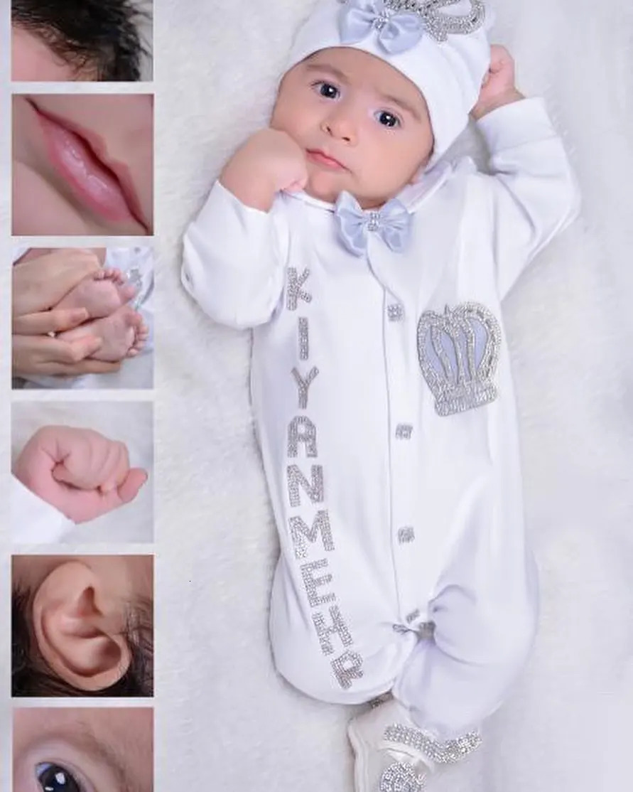 Baby Prince Welcome Home 3pcs Crown Layette Hospital Exit born Outfits Swaddle Set Hello World I'm Turkey Cotton Parajam 260602 - view 5