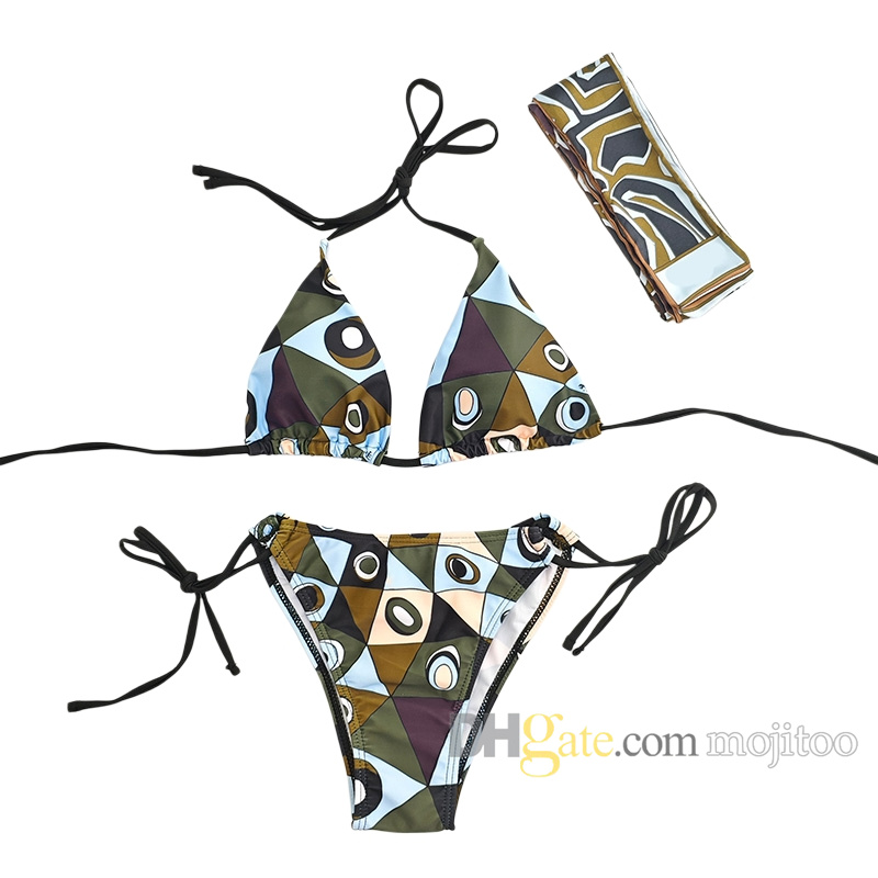 Brand Beach Swimsuit Bikini With Swimdress Trendy Sexy Vacation Swimwear Bodysuits Vintage Pattern Women Swim Suit