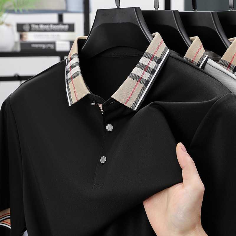 2026 Mens Summer Fashion Youth and Middle-Aged Turn-Down Collar Short-Sleeve T-Shirt New Ice Silk Half-Sleeve Polo Shirt