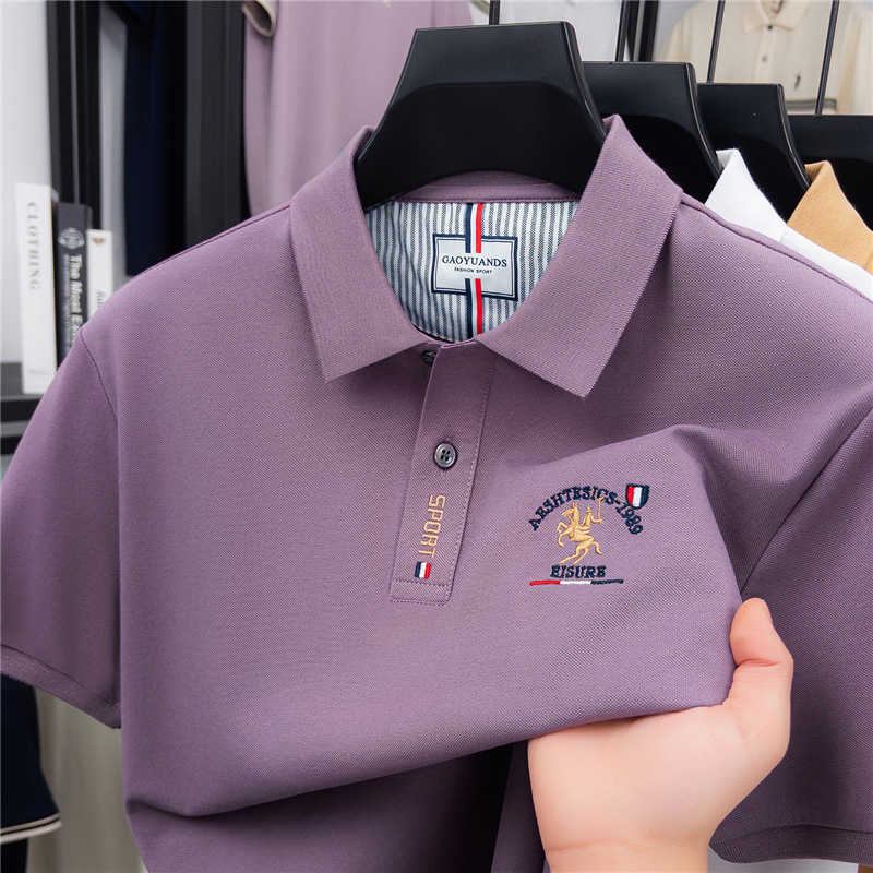 POLO shirt mens business casual short-sleeve t-shirt solid color embroidered tee half-sleeve top