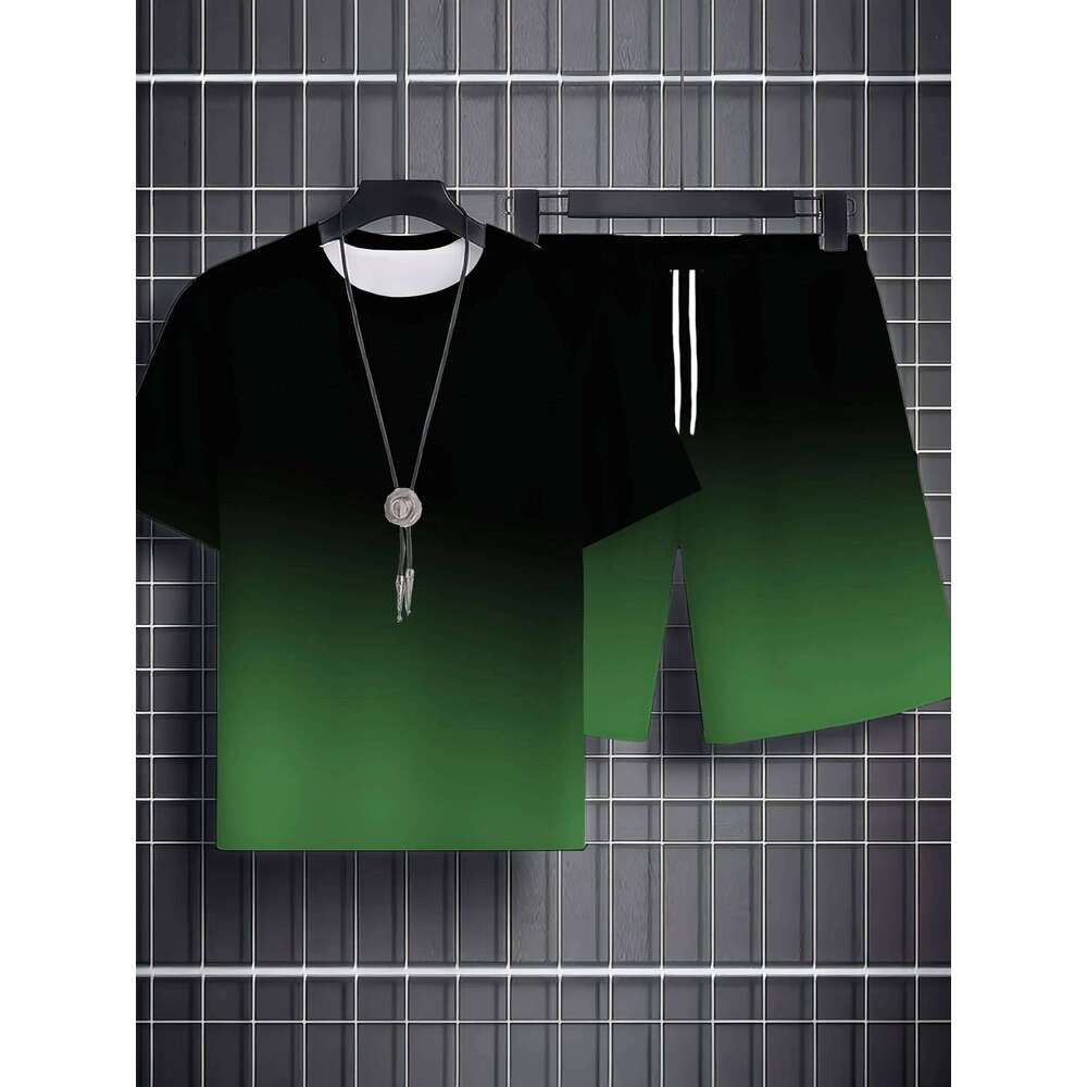 New Summer Men's Street King Print T-Shirt Two-Piece 3D Printed Casual Wear Loose-Fit Crew Neck Beach Sports Set 26Y0626 - view 5