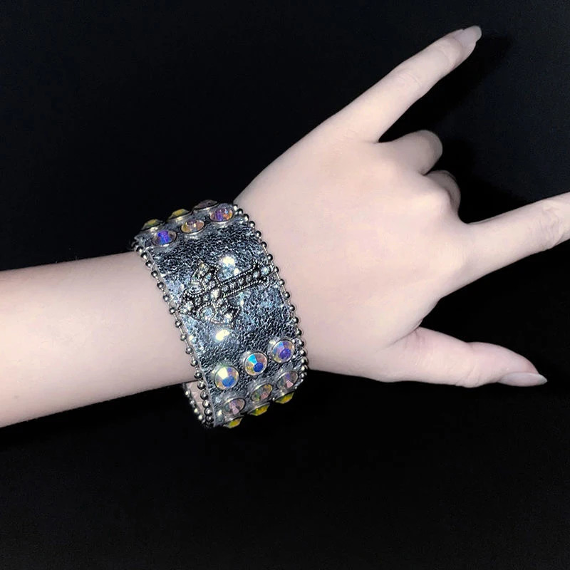 Gothic Jewelry Leather Red Crystal Cross Bracelet Womens Retro Grunge Skull Bracelet Accessories Korean Punk Charms260528BJ - view 4