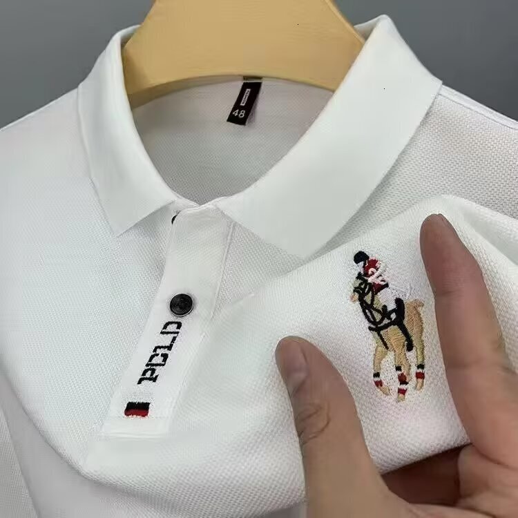 Mens Polos Mens Tees Polos Summer Embroidery Short Sleeve Youth And Middle-Aged Large Size Casual Turn-Down Collar Polo Home Casual Mens Clothing
