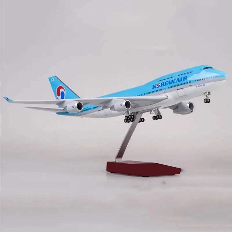 47cm Korean Airline B747 Planes Model 1150 Scale Resin Diecast Aircraft Model Airplane W Light WheelTouch Or Sound Control C260604