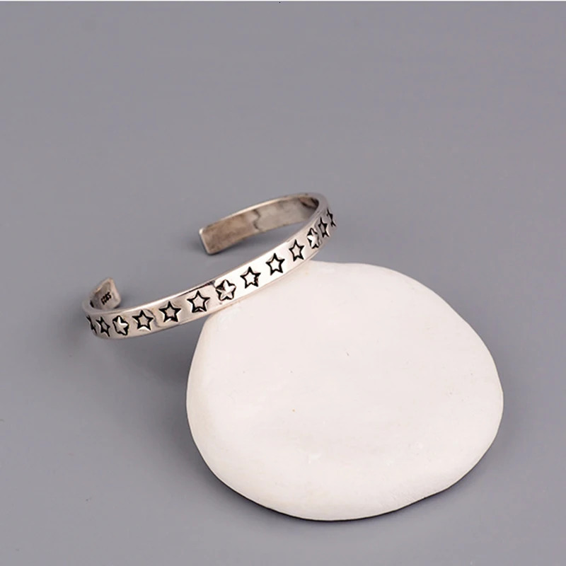 XIYANIKE Silver Color Pupular Korea Style Star Bangle For Women Fashion Simple Opening Hand Jewelry Party Customized260528BJ - view 4
