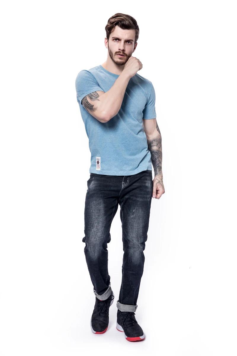 Mens Tshirt Cotton Solid Color t shirt Men Causal Oneck Basic Male High Quality Classical Tops 260611 - view 6